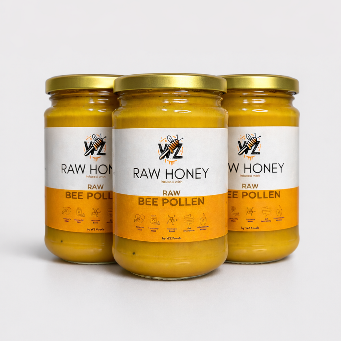 Bee Pollen Infused Raw Honey (400g)