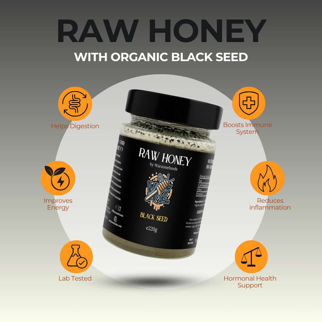 Black Seed Infused - Raw Honey (with Black Seed on top)